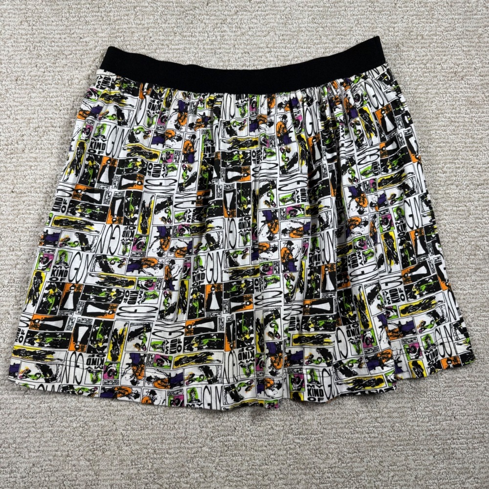 Mona Liza Comic Book Print‎ Skater Skirt Women's Medium Graphic Pop Art Colorful
